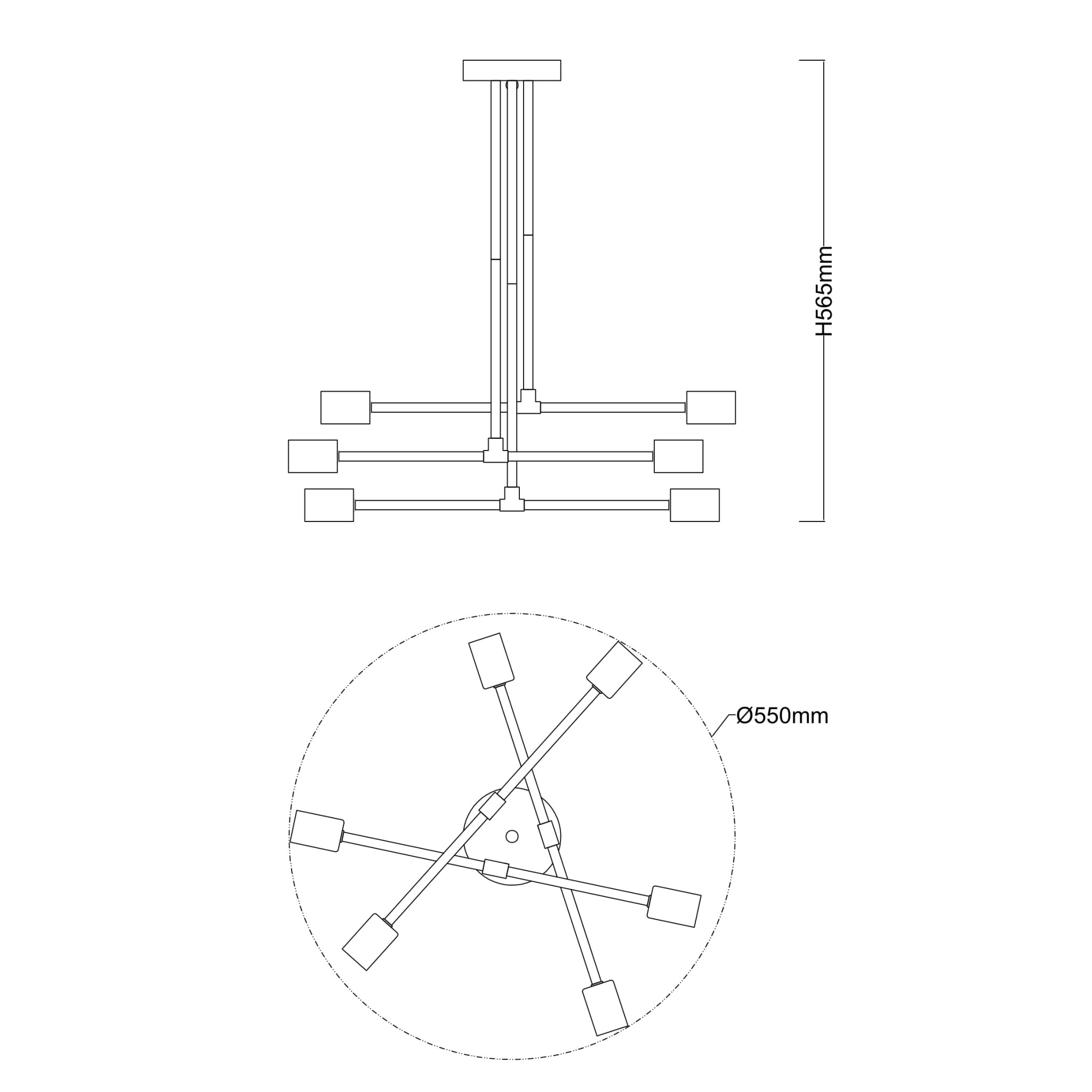 MEDA 6 złoty lampa sufitowa żyrandol styl loft industrial naked 6xE27