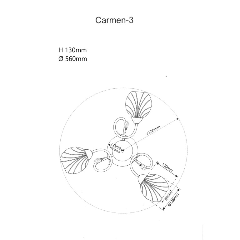 CARMEN-3 złoty lampa sufitowa żyrandol
