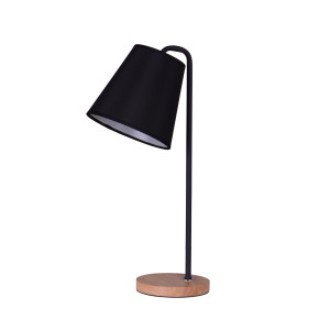 LAGO czarny+drewno lampa stołowa E27-1*40W