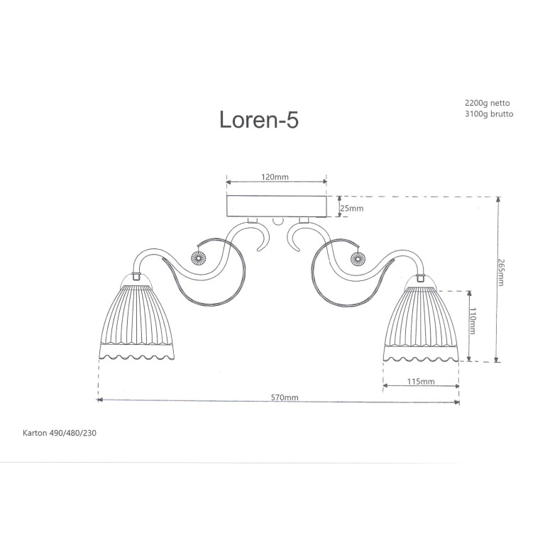 LOREN-5 „classic” antyk żyrandol 5xE27