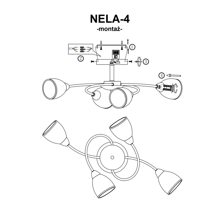 NELA-4 antyczny mosiądz lampa  sufit żyrandol