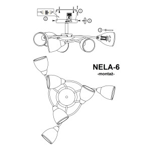 NELA-6 antyczny mosiądz lampa  sufit żyrandol