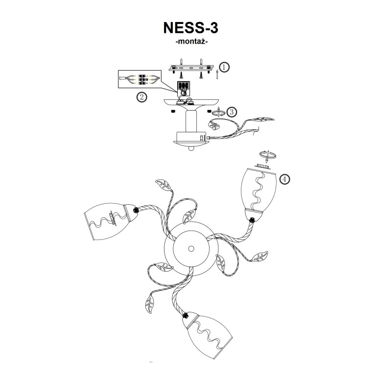 NESS-3 złoty lampa sufitowa