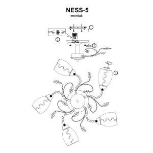 NESS-5 złoty lampa sufitowa