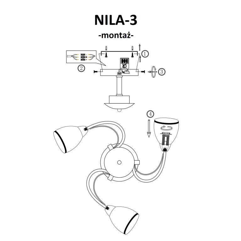 NILA-3 antyczny mosiądz lampa  sufit żyrandol