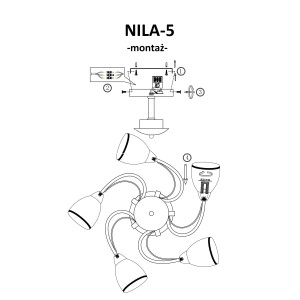 NILA-5 satynowy nikiel lampa  sufit żyrandol