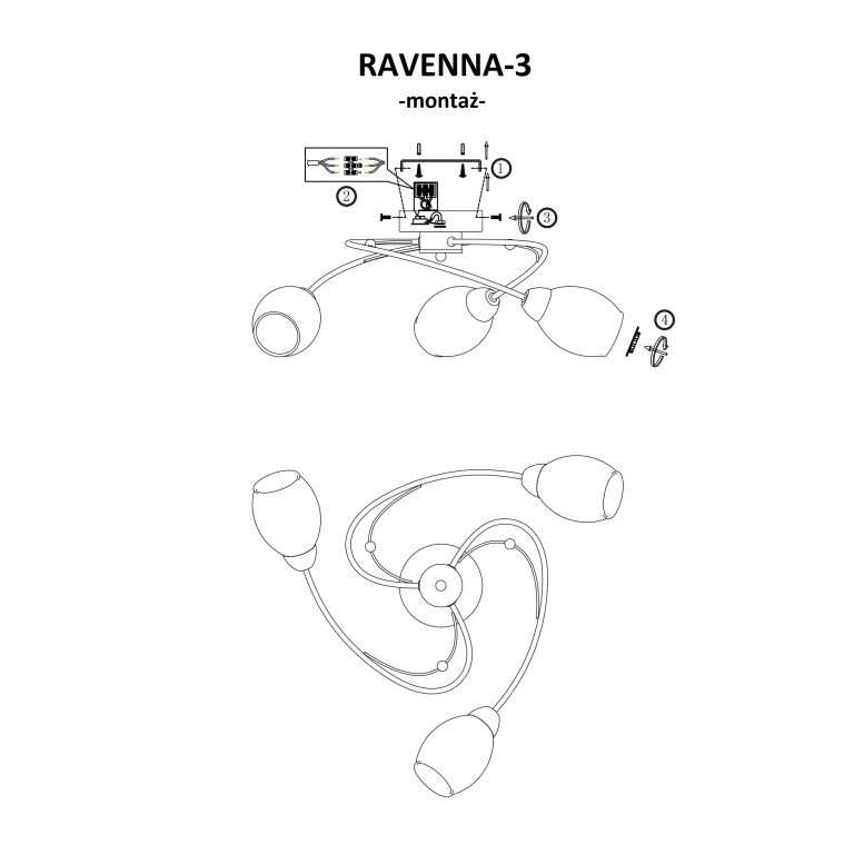 RAVENNA-3  żyrandol 3xE27 chrom klosz szklany