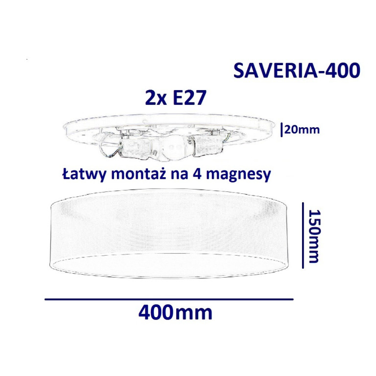 SAVERIA-400 white abażur ażurowy plafon LED