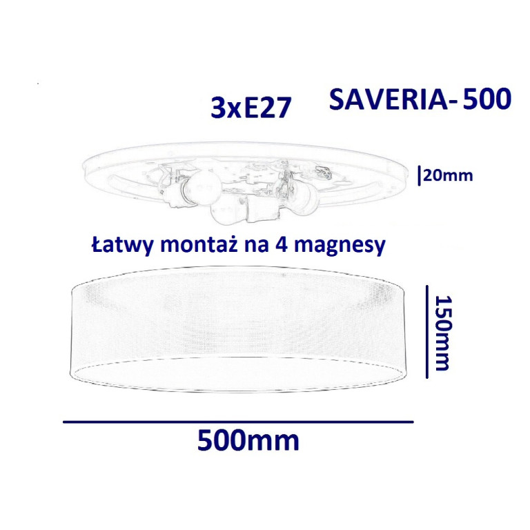 SAVERIA-500 white abażur ażurowy plafon