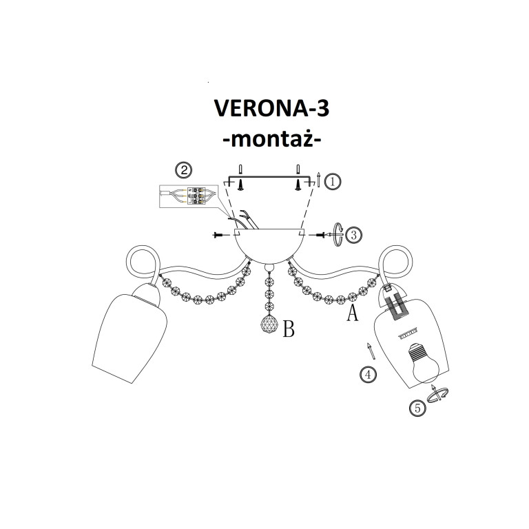VERONA-3 chrom lampa sufitowa żyrandol