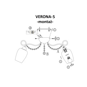 VERONA-5 chrom lampa sufitowa żyrandol