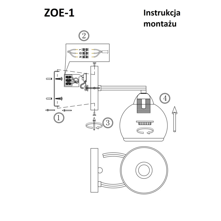 ZOE-1 satynowy nikiel lampa ścienna