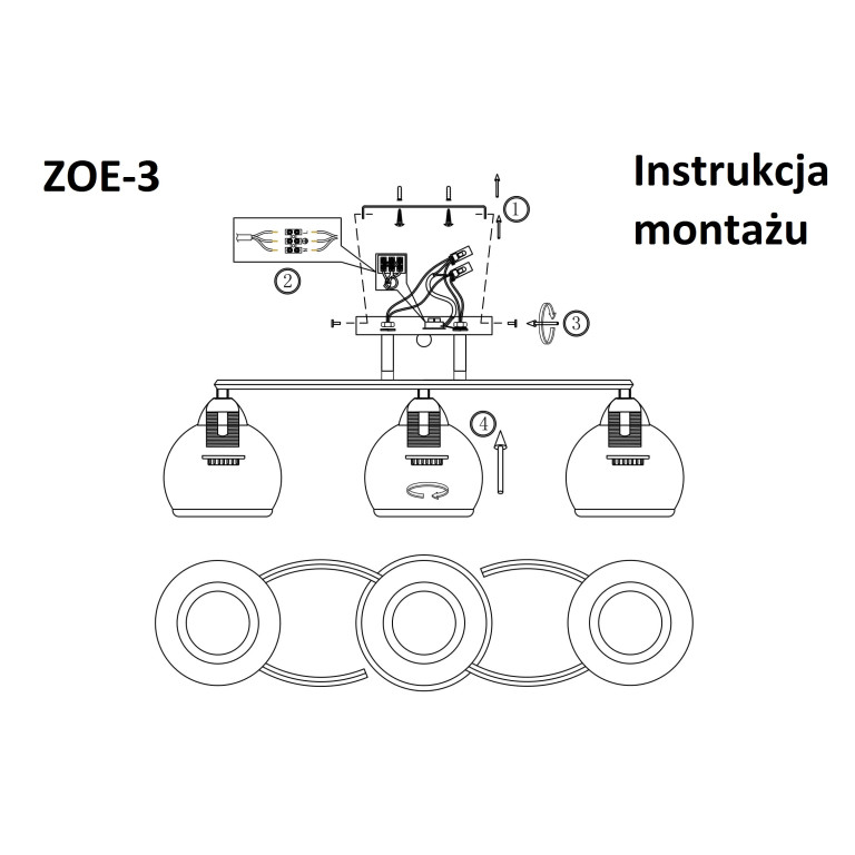 ZOE-3 antyczny mosiądz lampa  sufit żyrandol