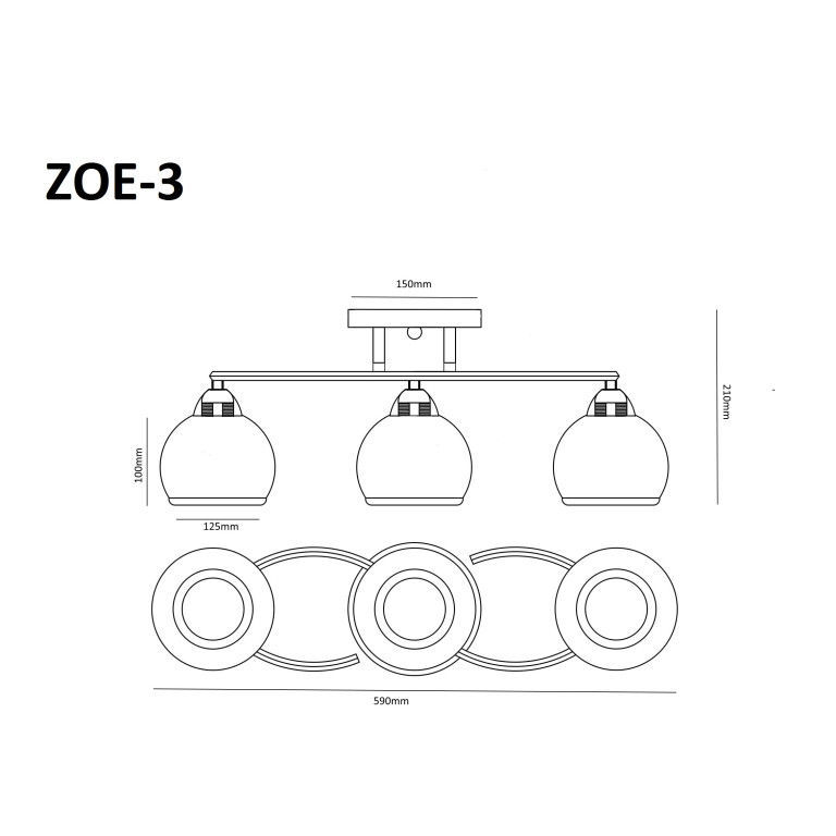 ZOE-3 satynowy nikiel lampa  sufit żyrandol