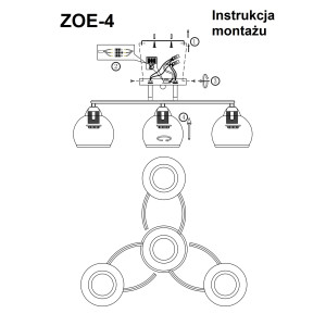 ZOE-4 antyczny mosiądz lampa  sufit żyrandol