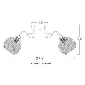 COREA-3 CR żyrandol klosz szklany 3xE27