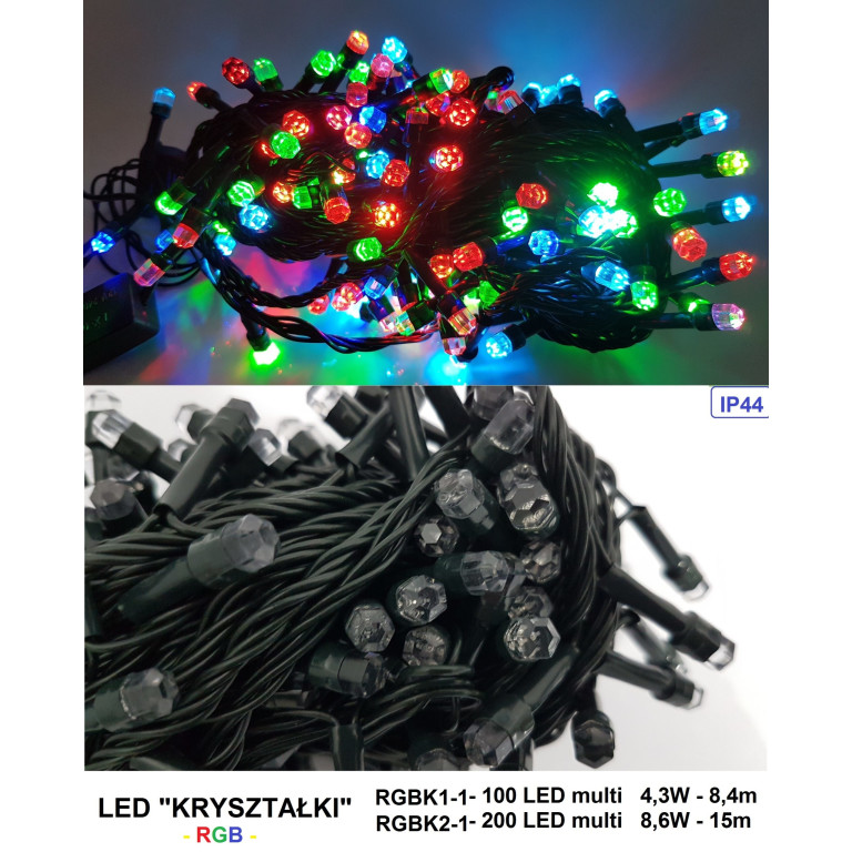 RGBK2-1 l.ch.wewn.200 LED multi gn+pr.”kryształek”