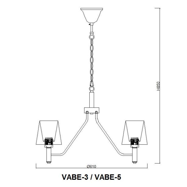 VABE-3 czarny mat żyrandol 3xE27