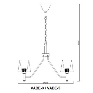 VABE-5 czarny mat żyrandol 5xE27