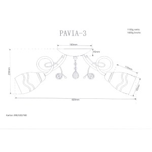 PAVIA-3  żyrandol satyna kryształ + szkło 3xE27