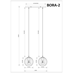 BORA-2 czarny/złoty zwis l.sufitowa 2xE27 loft