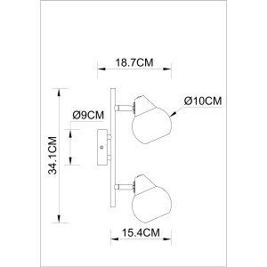 DAVE-2 MB czarny mat spotpodwójny klosz sz 2xE14